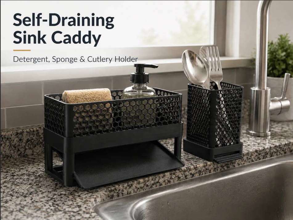 Self-Draining Kitchen Sink Caddy Set