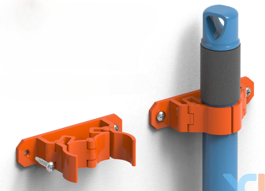 4 Wall-Mounted Spring Grip Broom & Tool Holders