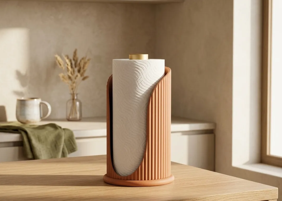 Modern Fluted Paper Towel Holder Stand