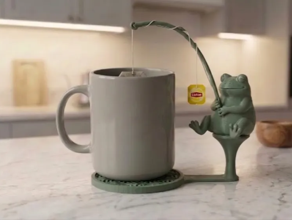 Fishing Frog Teabag Holder & Coaster