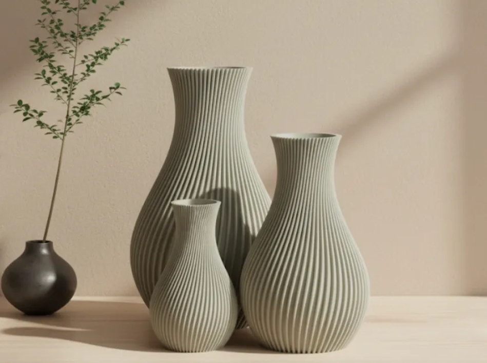 Ribbed Curved Vases