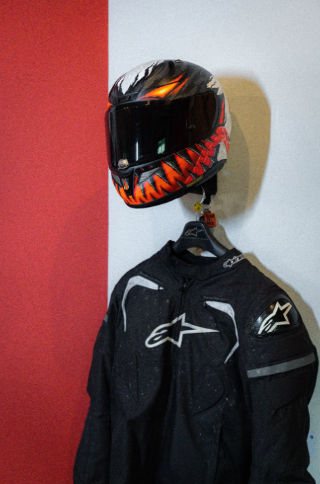 Wall Mount Motorcycle Helmet, Jacket & Key Rack