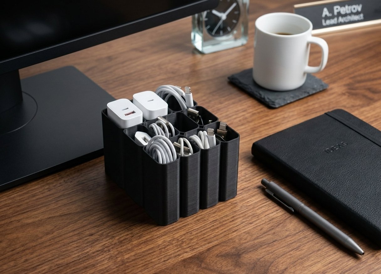Multi-Compartment Cable Organizer Caddy