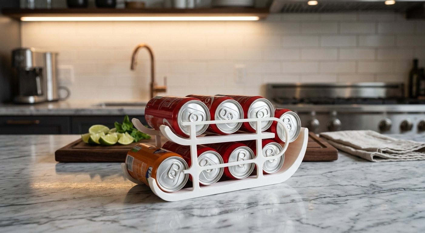 Self-Rolling Two-Tier Soda Can Organizer