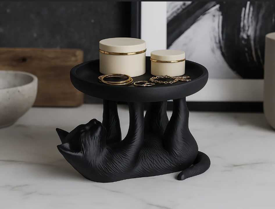 Playful Cat Tabletop Trinket Tray